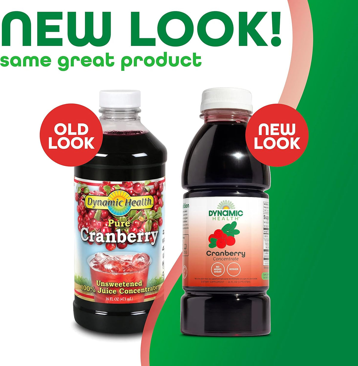 Dynamic Health Pure Cranberry Unsweetened 100% Juice Concentrate, Natural Antioxidant Supplement, No Additives, No Added Sugar, No Preservatives, 16 Servings, 16oz