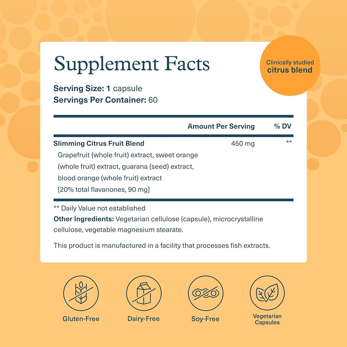 Youtheory Slimming Citrus Fruit - Vegan Health Supplement with Chromium - Supports Overall Wellness* - Dairy, Soy &amp; Gluten Free - 60 Vegetarian Capsules