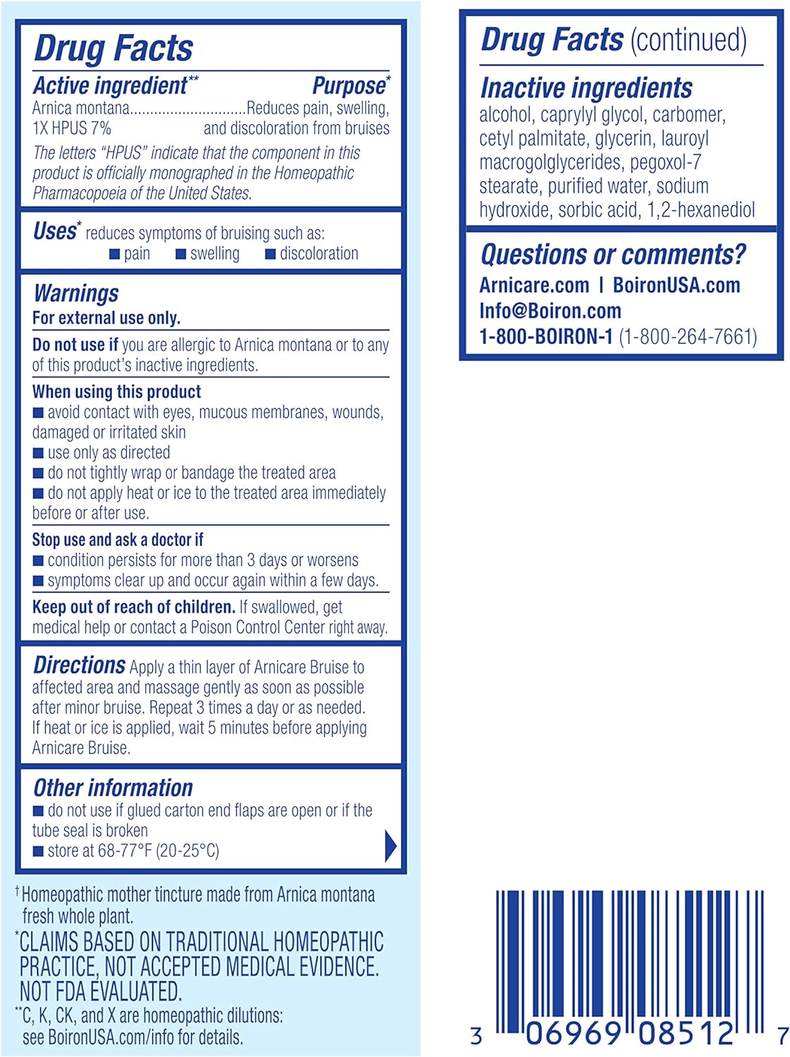 Boiron Arnicare Bruise Cream Homeopathic Medicine For Bruise Relief - 1.4 oz Cream