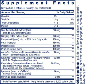 Life Extension Ultra Prostate Formula, saw palmetto for men, pygeum, stinging nettle root, lycopene, 11 nutrients for prostate function, non-GMO, gluten-free, 60 softgels