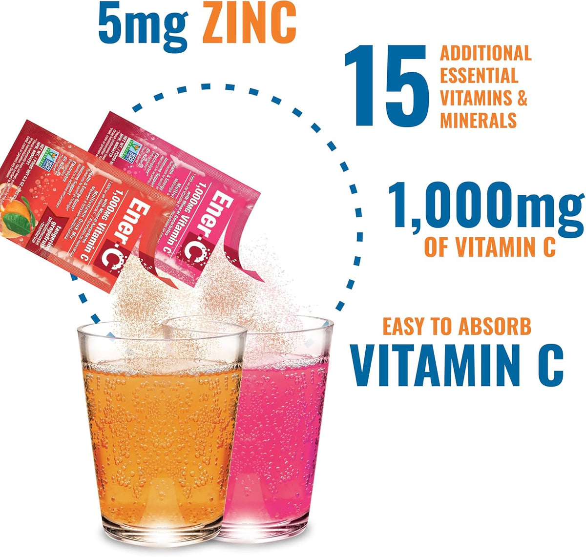 Ener-C Variety Pack Multivitamin Drink Mix Powder Vitamin C 1000mg &amp; Electrolytes with Real Fruit Juice Natural Energy &amp; Immune Support for Women &amp; Men - Non-GMO Vegan &amp; Gluten Free - 30 Count
