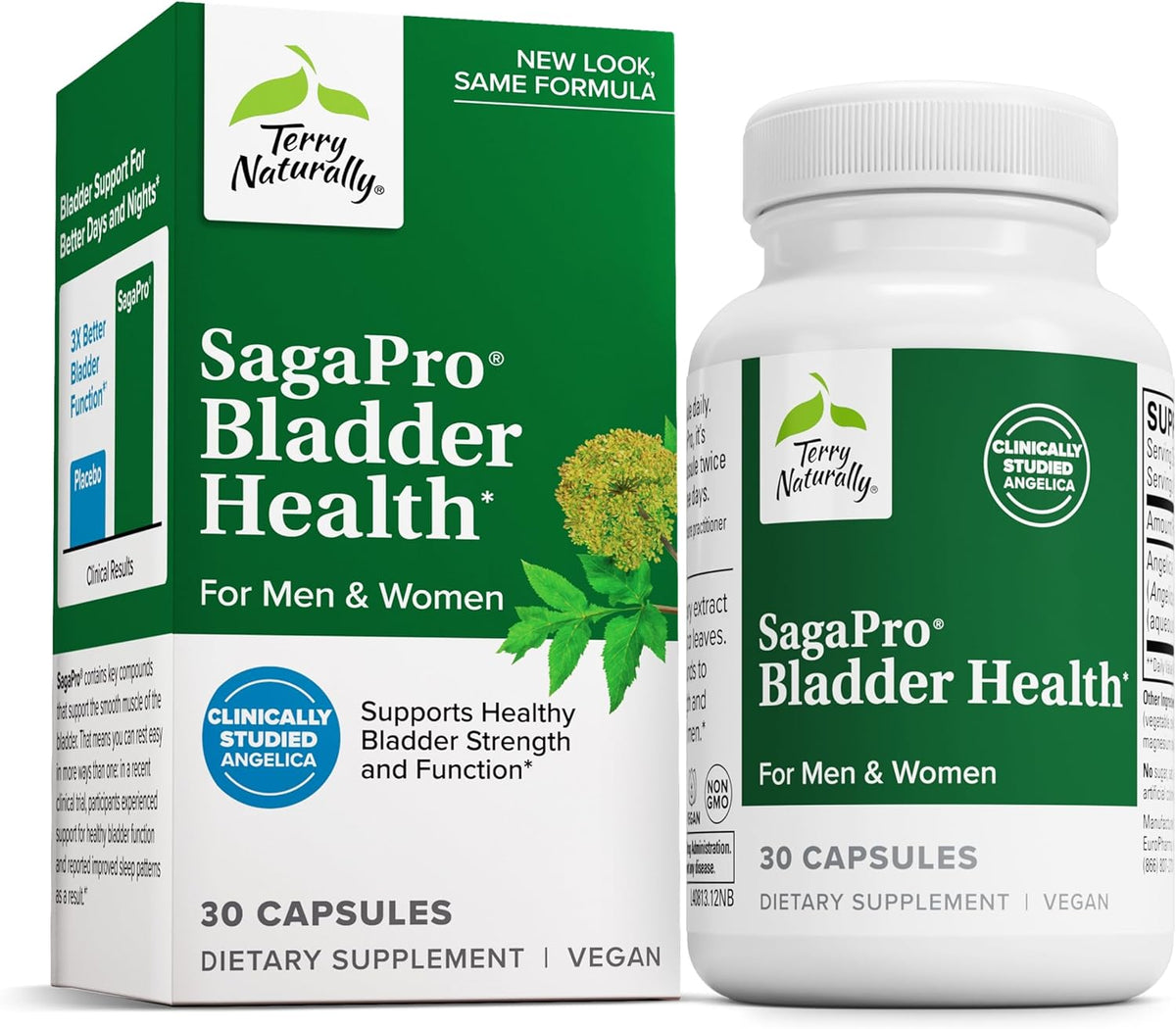 Terry Naturally SagePro Bladder - Bladder Support Supplement - Dietary Supplement with Angelica Leaf Extract - Vegan Capsules to Aid Urinary Tract Function &amp; Health - 60 Capsules