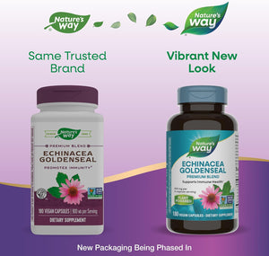 Nature's Way Echinacea Goldenseal, Premium Blend, Supports Immune Health*, 900 mg per 2-Capsule Serving, Non-GMO Project Verified, Vegan, 180 Capsules