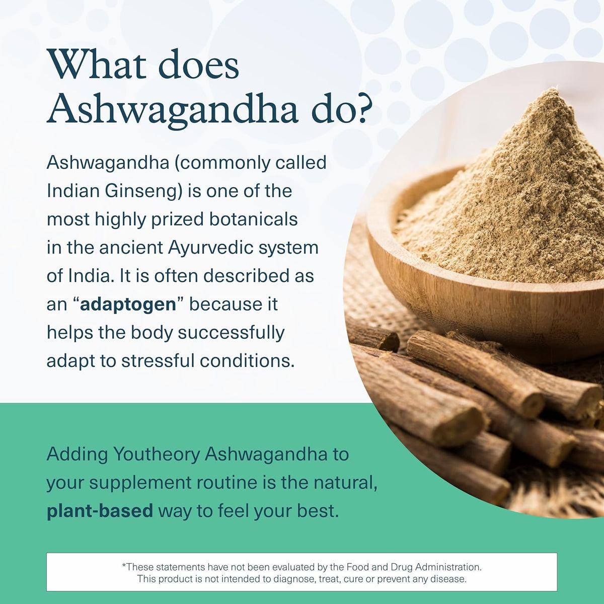 Youtheory Ashwagandha + GABA - Uses KSM-66-1,000 mg Ashwagandha &amp; 100 mg GABA - Cortisol, Stress &amp; Memory Support Supplement - 60 Vegetarian Capsules