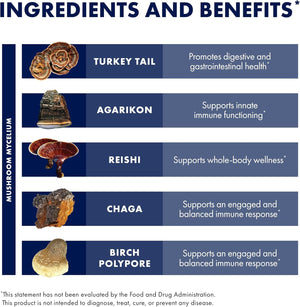 Host Defense MycoShield Throat Spray - Immune Health Support - Dietary Mushroom Supplement with Chaga, Reishi, Turkey Tail & More - On-The-Go Immune Support - Winter Mist, 1 fl oz (71 Servings)
