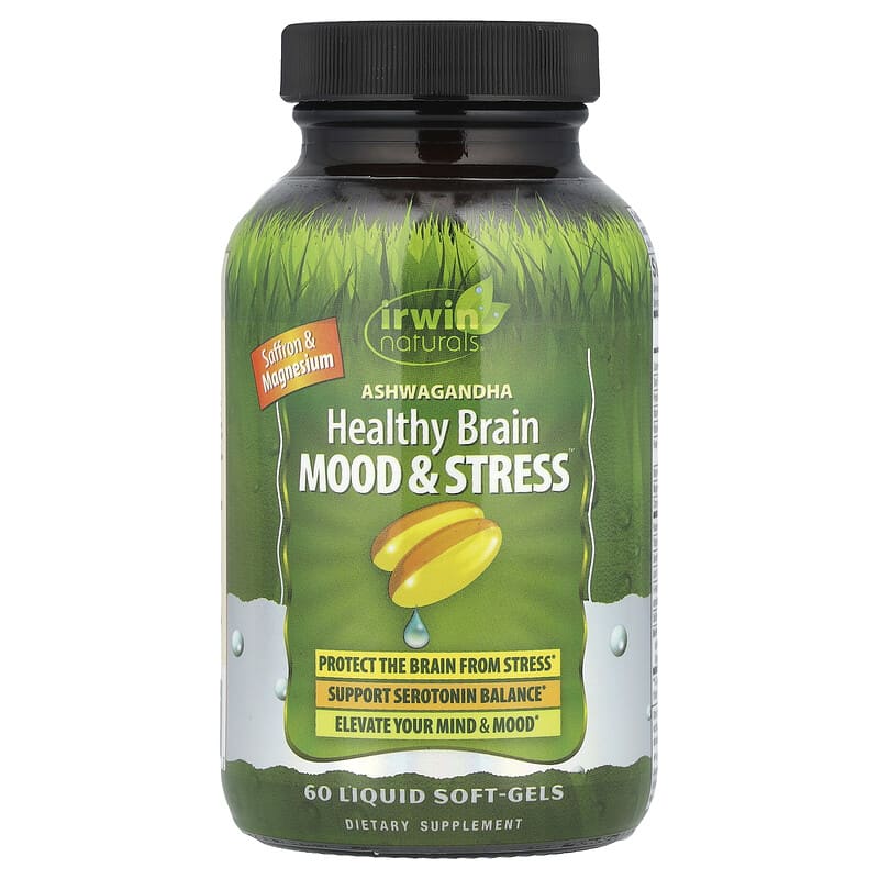 Irwin Naturals, Ashwagandha Healthy Brain Mood &amp; Stress, 60 Liquid Soft-Gels