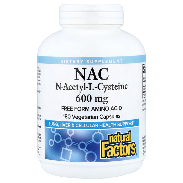 Natural Factors, NAC, 600 mg, 180 Vegetarian Capsules