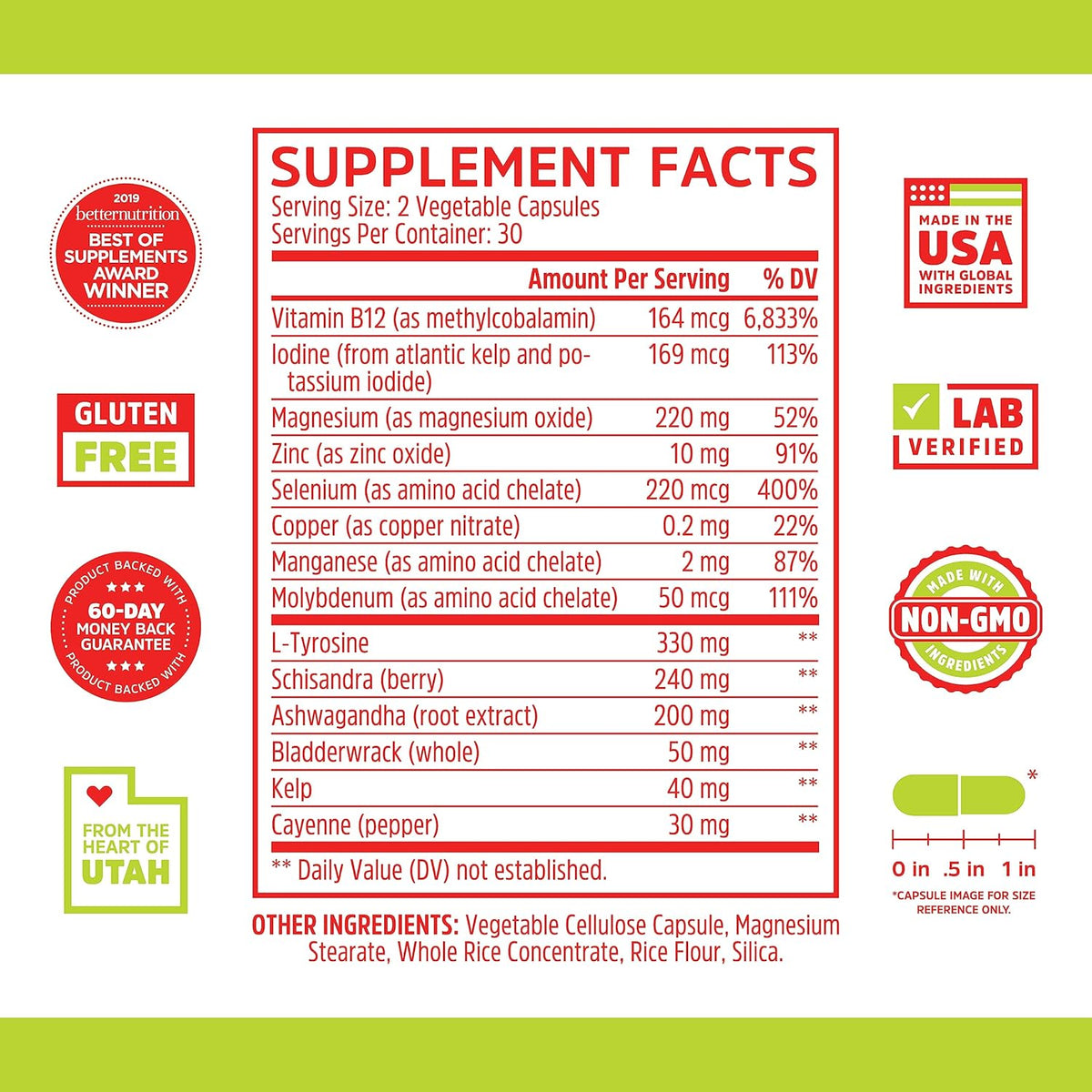 Zhou Thyroid Support with Iodine, 60 Veggie Capsules