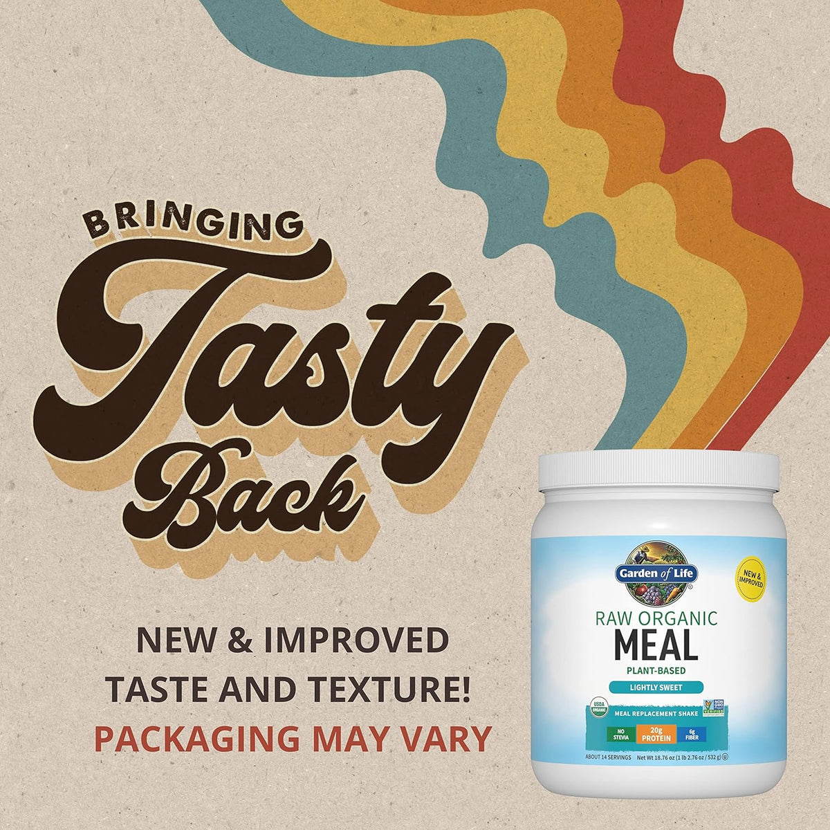 Garden of Life Meal Replacement Shakes, Vegan Protein Powder, Raw Organic Protein Powder, Lightly Sweet Protein Powder with Plant Based Pea Protein, Sprouts, Greens, Probiotics, Dairy Free 14 Servings