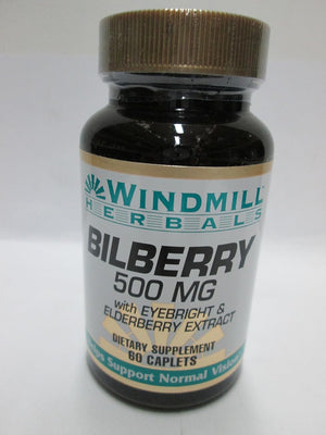 Windmill Bilberry 500 Mg Capsules Supports Normal Vision - 60 Ea