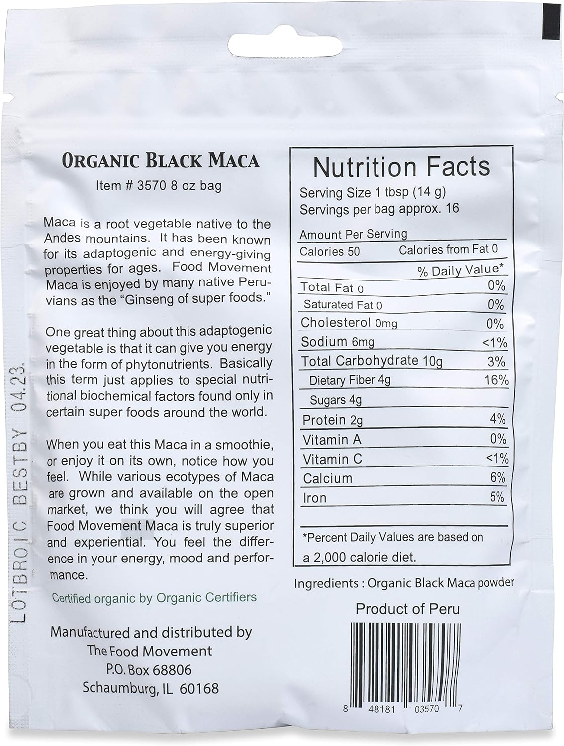 Black Maca 8 oz Raw Food Powder - Organic, Non-GMO, Vegan, Gluten Free- Black Maca Root Supplement for Whole Body Wellness