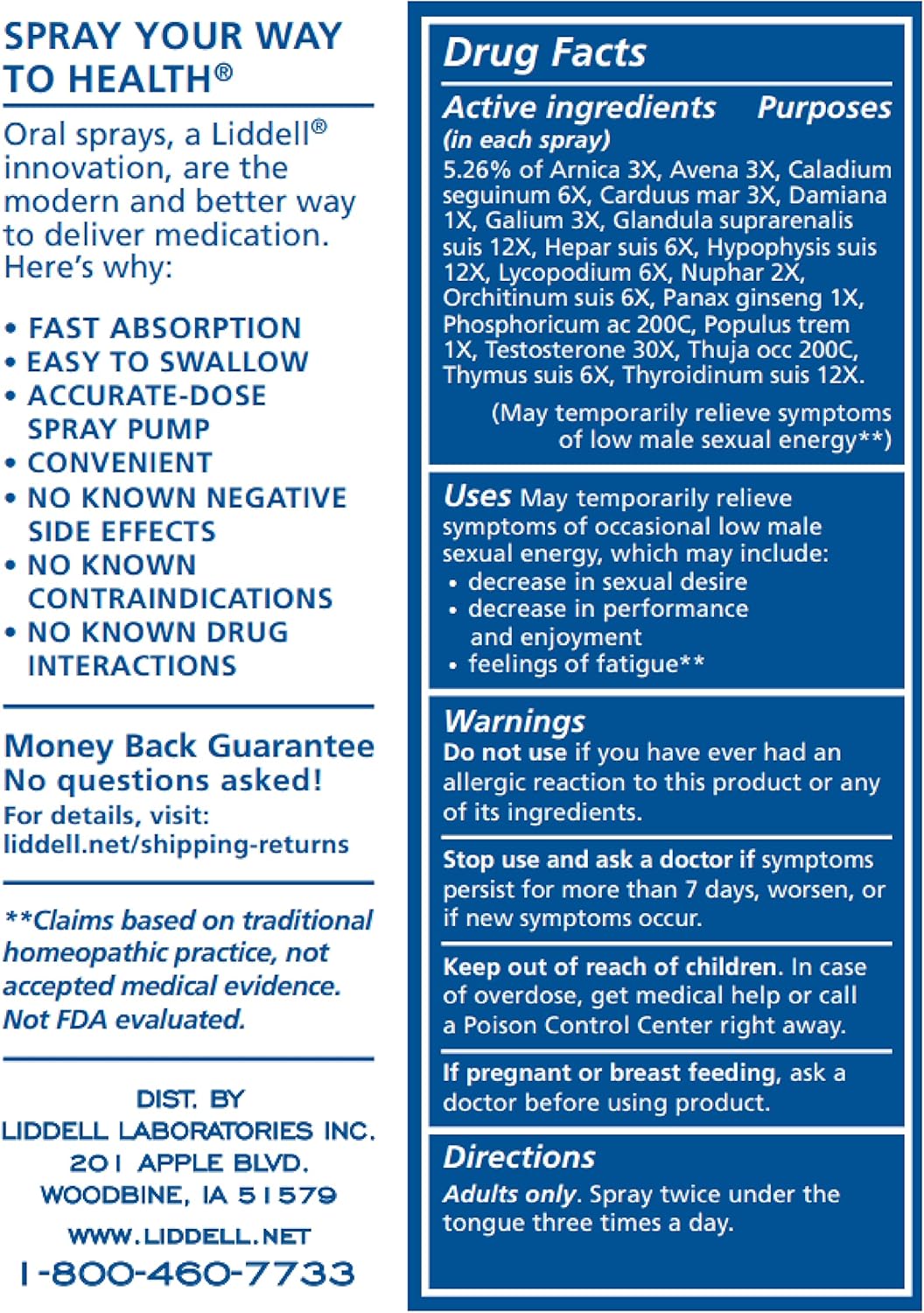 Liddell Homeopathic Vital Male Sexual Energy - 1fl oz