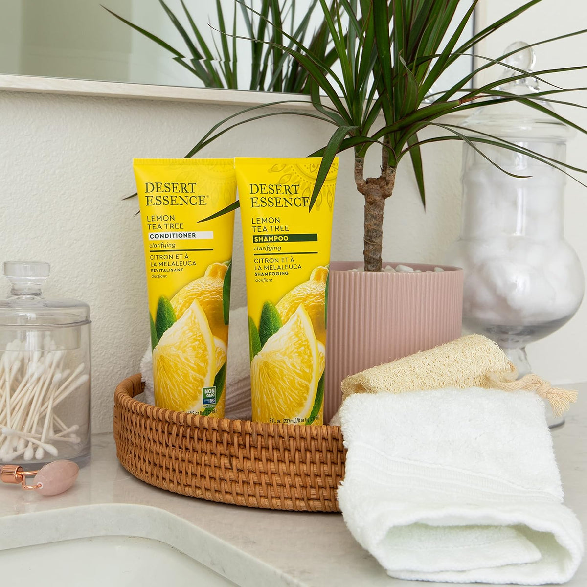 Desert Essence Conditioner, Lemon Tea Tree, Clarifying Provitamin B5, Organic Lemon Peel Extract &amp; Nourishing Aloe - Purifying, Moisturizing, Soothing - Vegan, Sulfate-Free, Cruelty-Free - 8oz