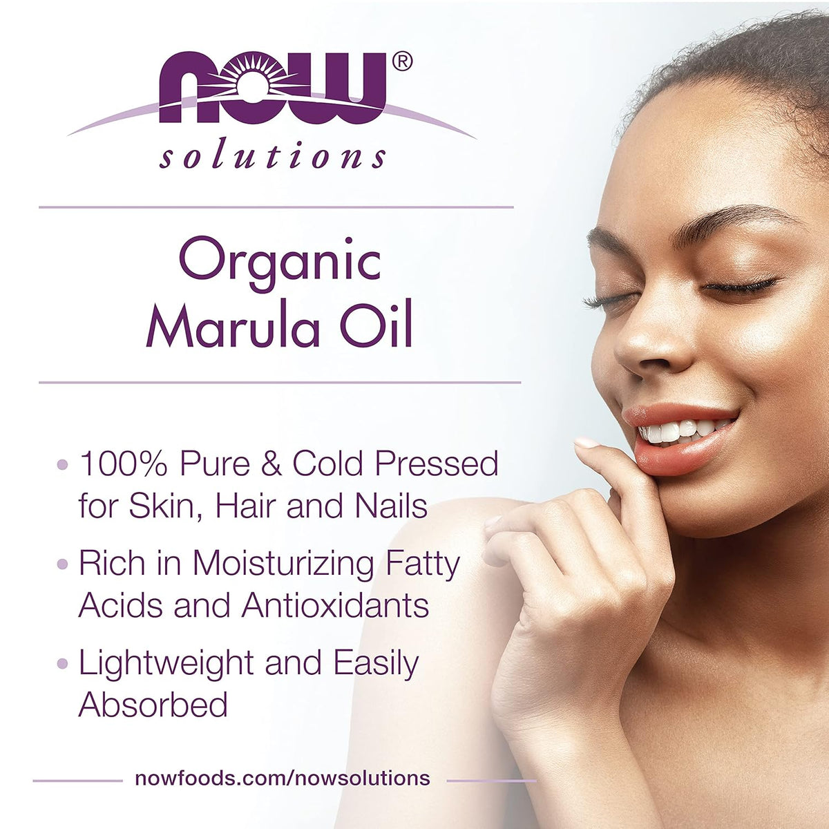 NOW Foods Solutions, Organic Marula Oil, Skin Hydrating and Nourishing, 100% Pure, 1-Ounce