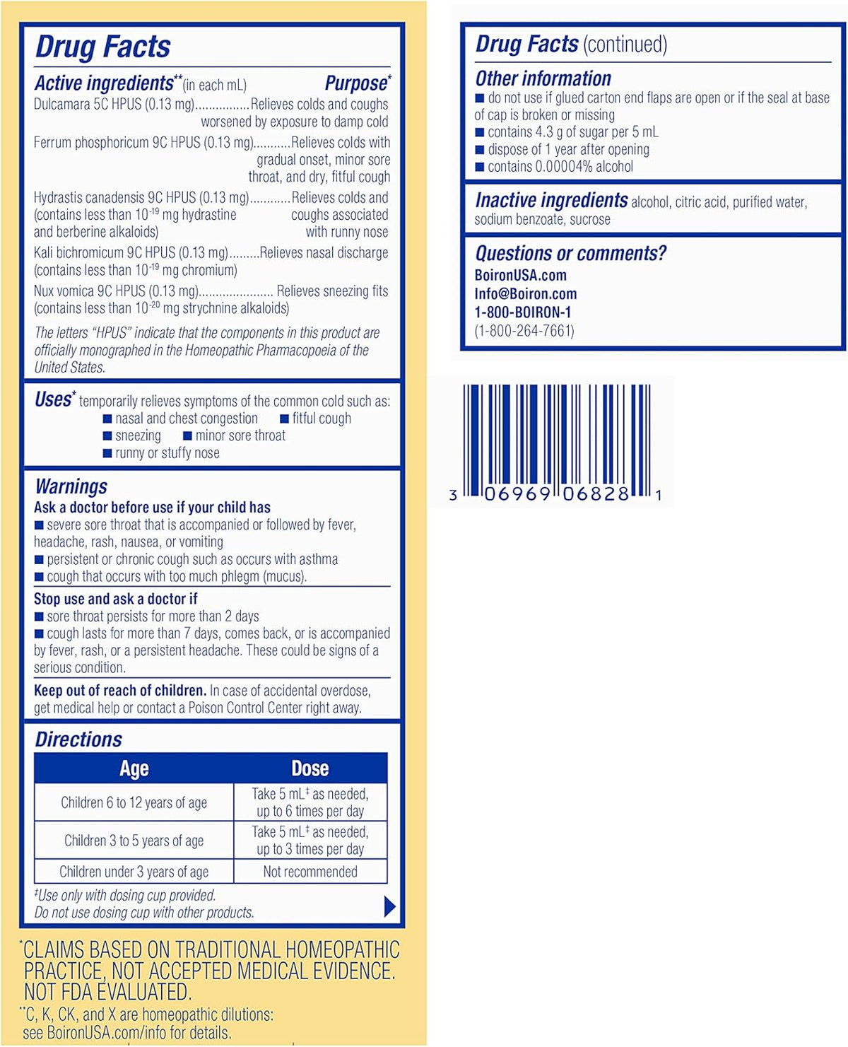 Boiron Chestal Kids Cold &amp; Cough Homeopathic Medicine For Cold &amp; Cough 6.7 fl oz Liquid