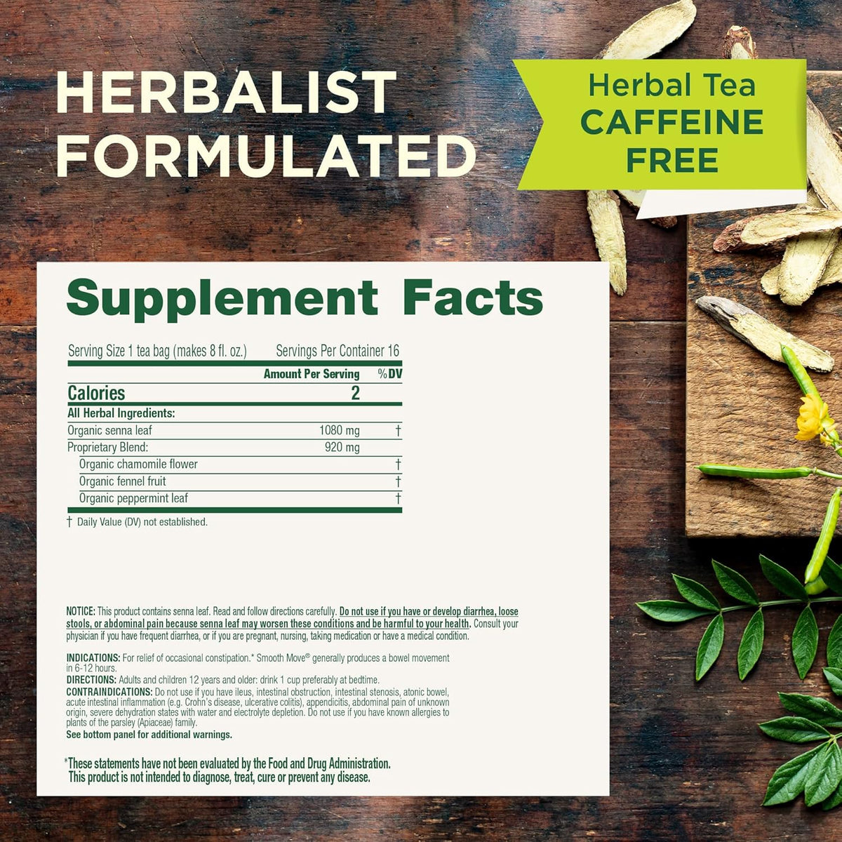 Traditional Medicinals Organic Smooth Move Chamomile Tea, 16 Tea Bags