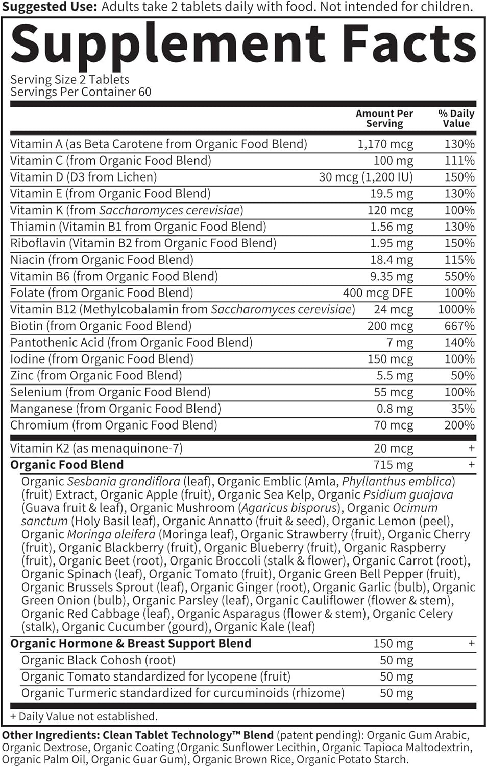 Garden of Life Organics Vitamins for Women 40 Plus - 120 Tablets, Womens Multi 40 Plus, Vegan Vitamins for Women Over 40, Hormone &amp; Breast Health Support Blend, Whole Food Womens Multivitamin