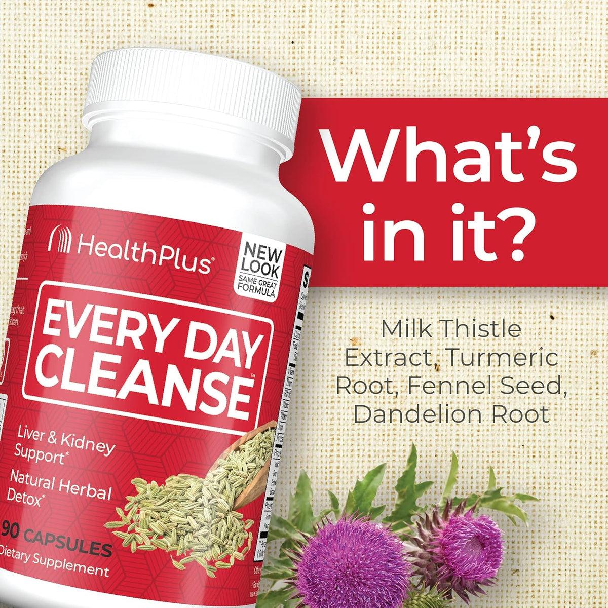 Health Plus Every Day Cleanse Health Supplement, 90 Capsules, 30 Servings