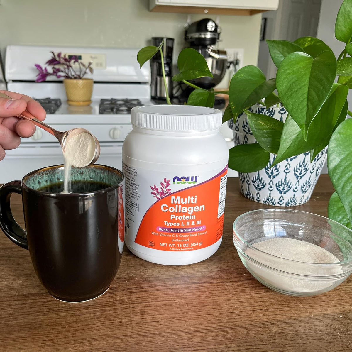 NOW Foods Supplements, Multi Collagen Protein Types I, II &amp; III Powder, Bone, Joint, and Skin Health, 16 oz (454 g)