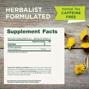 Traditional Medicinals Organic Roasted Dandelion Root Herbal Tea, Supports Healthy Digestion, (Pack of 1) - 16 Tea Bags