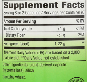 Nature's Way Fenugreek Seed, 1220 mg, 180 Vegan Capsules
