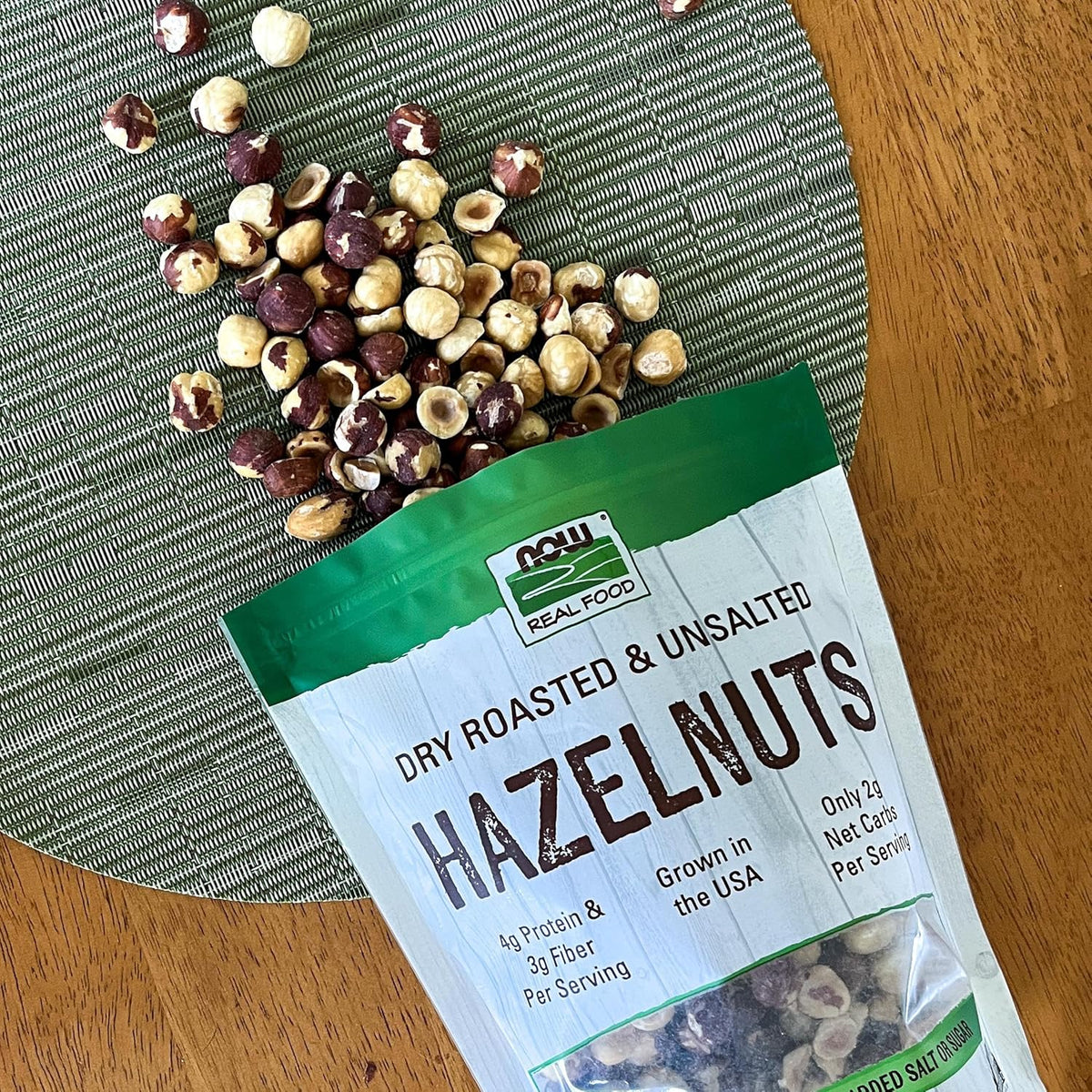 NOW Foods, Real Food, Dry Roasted &amp; Unsalted Hazlenuts, Non-GMO, Vegan, Grown in the USA, 16 oz (454 g)