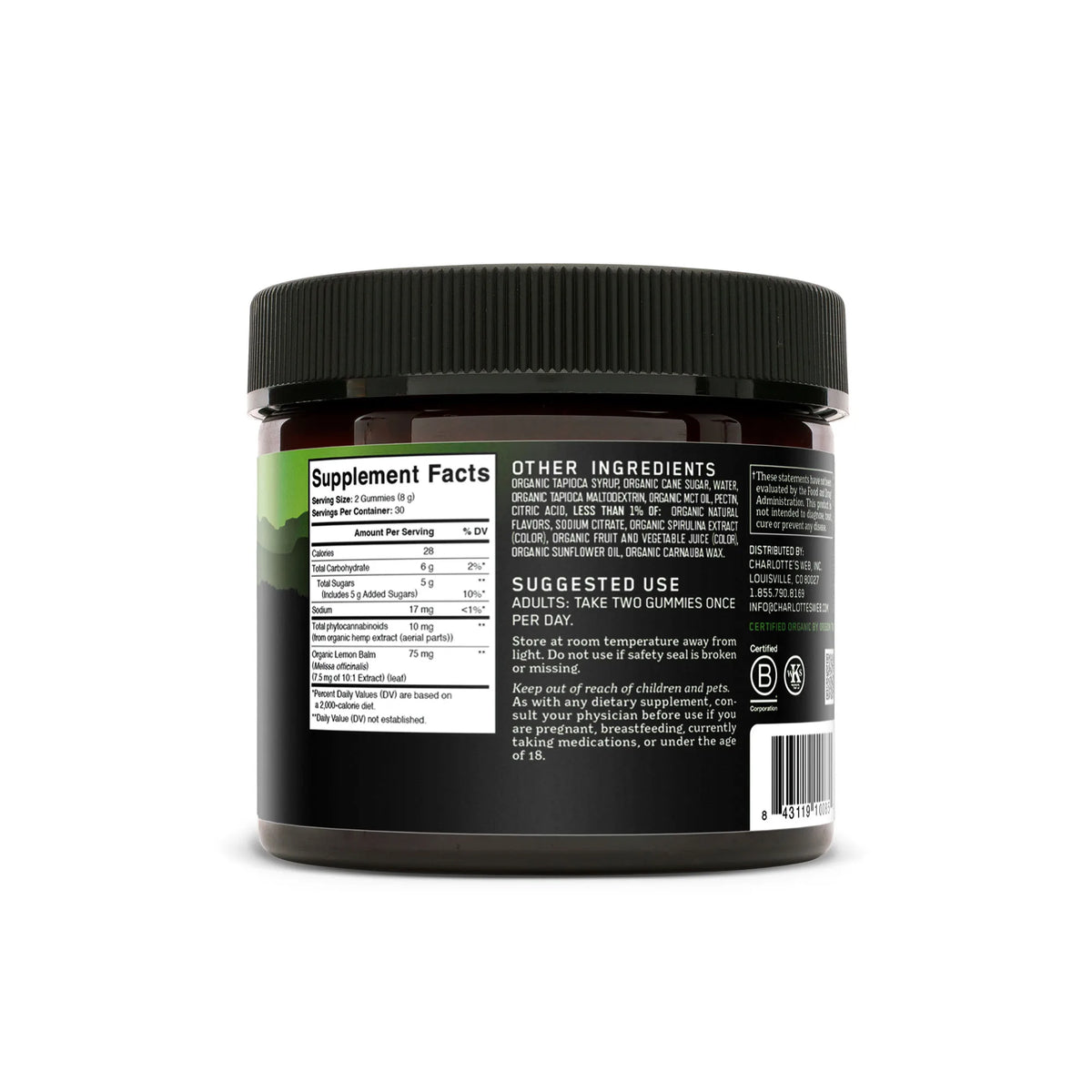 Charlotte&#39;s Web Hemp Extract Infused Gummies Calm Lemon Lime 60 Gummies