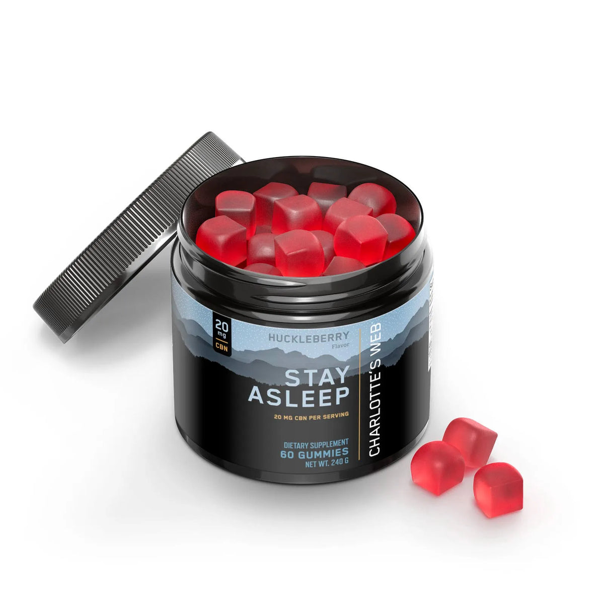 Charlotte’s Web, 20mg Stay Asleep CBN Gummies, Huckleberry, Isolate THC-Free, 60ct, 600mg CBN