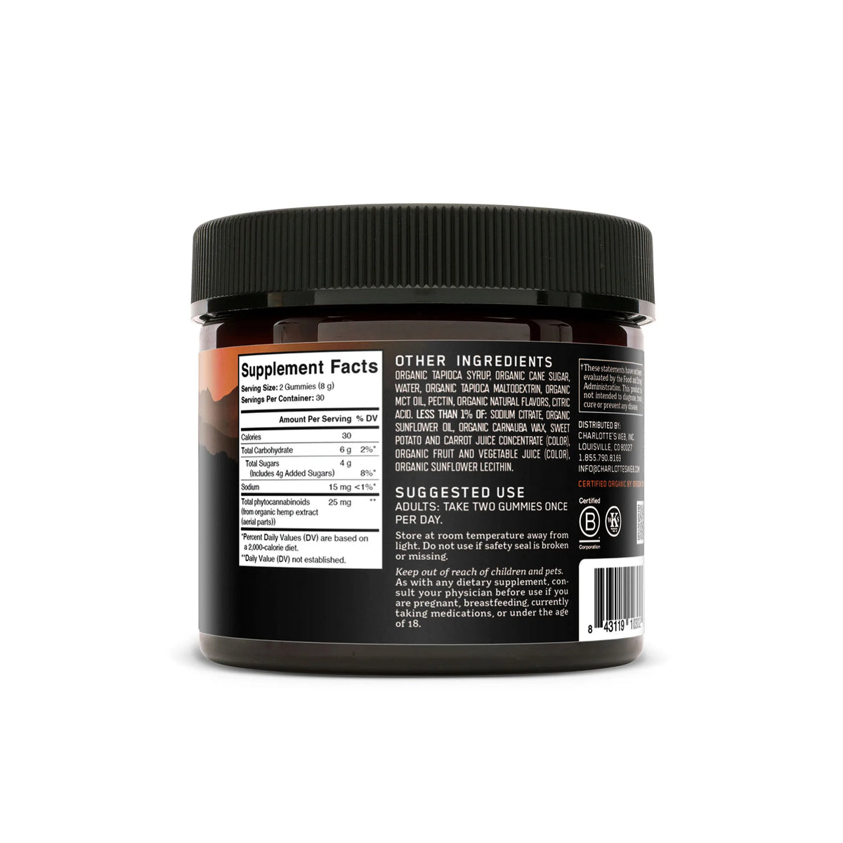 Charlotte’s Web, 25mg CBD Gummies: Daily Wellness, Full Spectrum, Raspberry Lime, 60ct, 750mg CBD