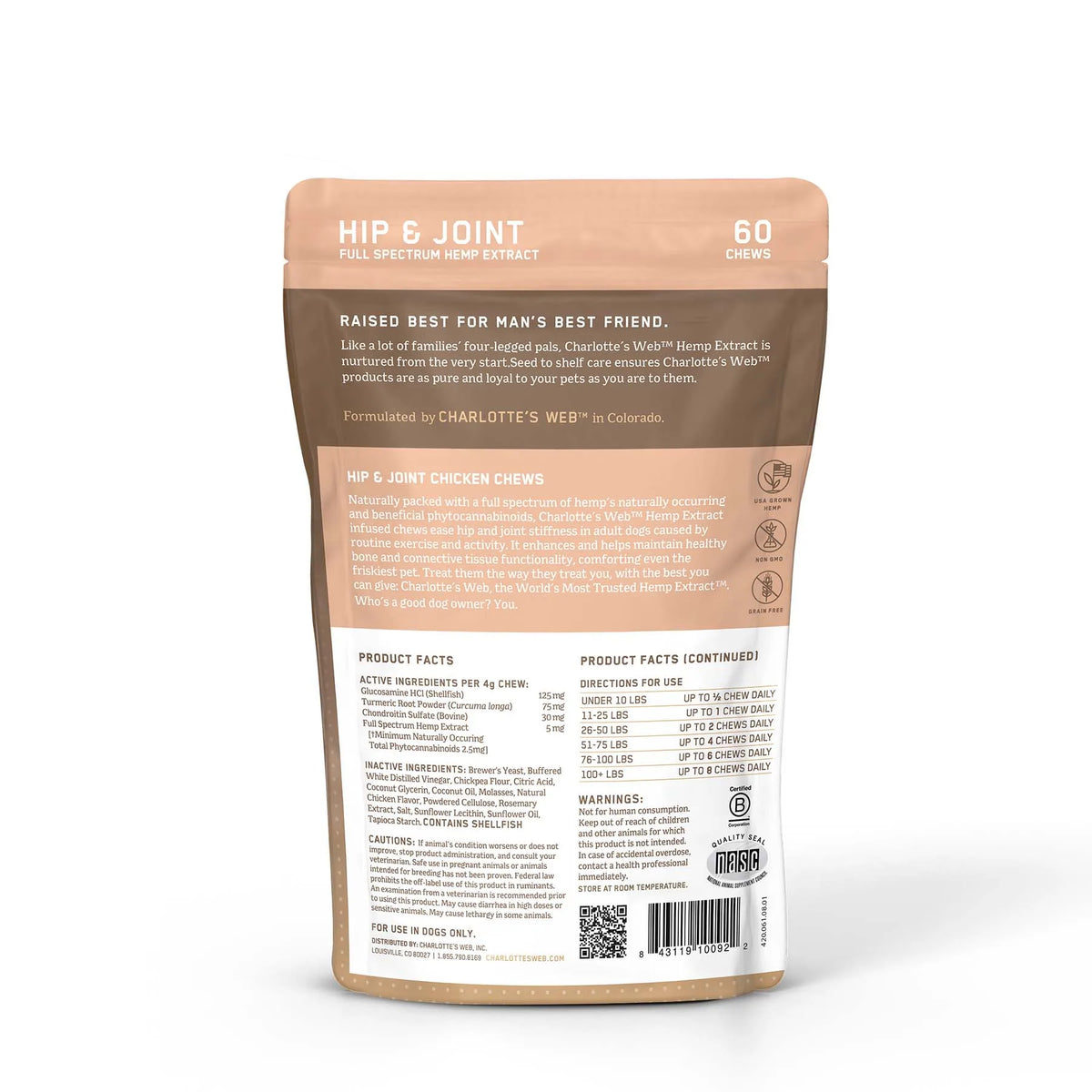 CHARLOTTE'S WEB HEMP CHEWS | 2.5 MG ACTIVE CBD HIP & JOINT CHEWS CHICKEN 60 CT