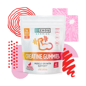 Zhou Nutrition Creatine Monohydrate Chewables 5g for Men & Women, Sugar Free, Organic, Non GMO, Pink Lemonade, 60 Creatine Gummies