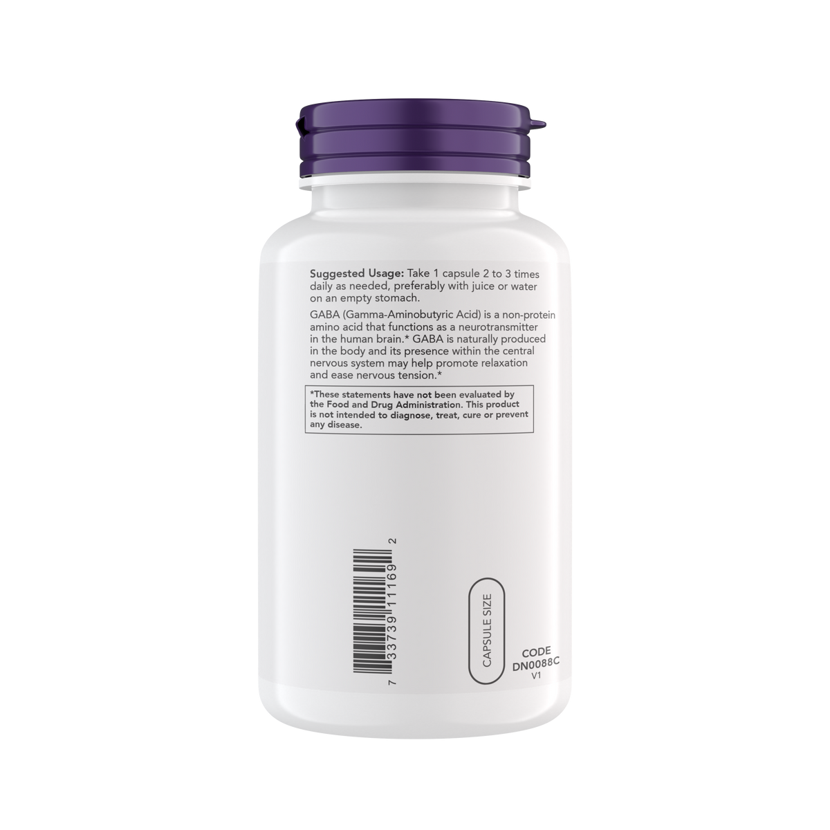 NOW Supplements GABA 500 mg Capsules, Premium GABA Supplement for Stress Relief, Vegetarian, Vegan, and Kosher Friendly, Ideal for Balanced Brain Function*, 300 Veg Capsules