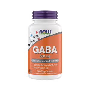 NOW Supplements GABA 500 mg Capsules, Premium GABA Supplement for Stress Relief, Vegetarian, Vegan, and Kosher Friendly, Ideal for Balanced Brain Function*, 300 Veg Capsules