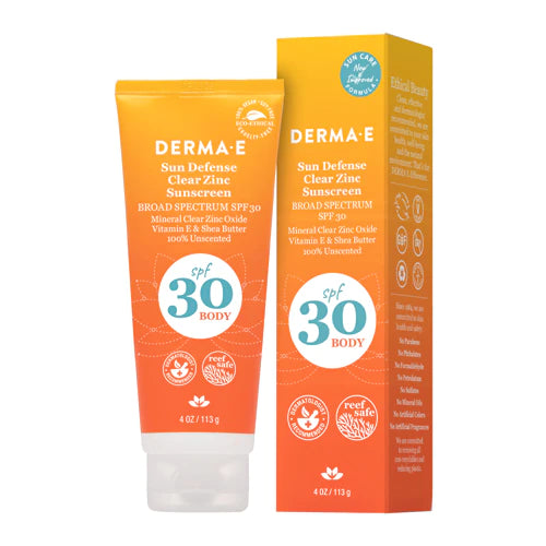 Derma E Sun Defense Clear Zinc Sunscreen SPF 30 Body -- 4 fl oz