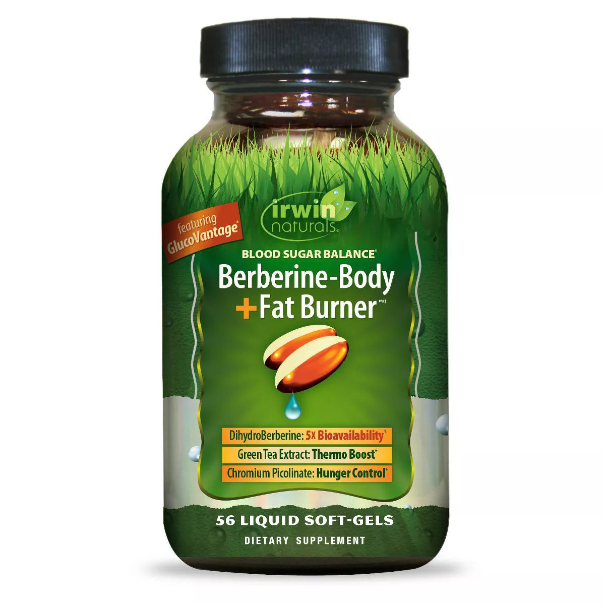 Irwin Naturals, Berberine-Body + Fat Burner , 56 Liquid Soft-Gels