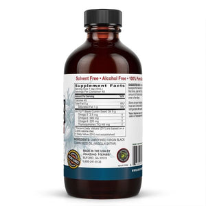 Amazing Herbs Egyptian Black Seed Oil - Gluten Free, Non GMO, Cold Pressed Nigella Sativa Aids in Digestive Health, Immune Support, Brain Function, Mild Flavor - 8 Fl Oz