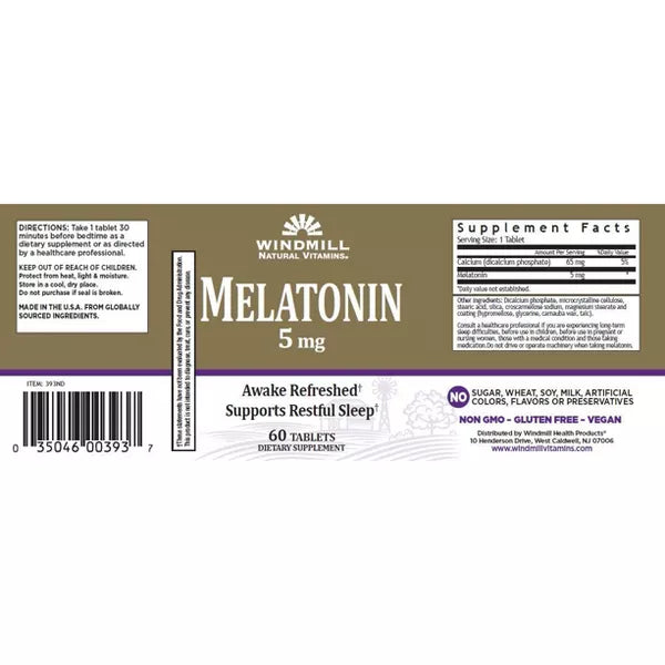 Melatonin 5 mg. 60 Tablets
