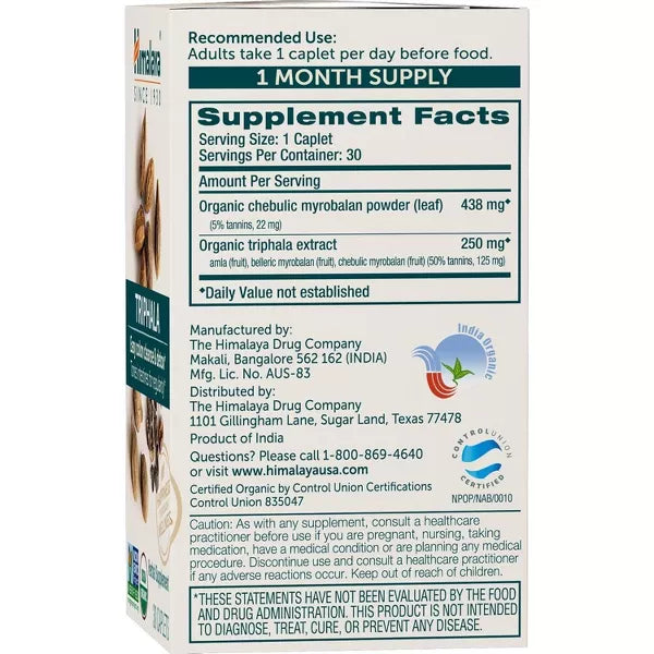 triphala 30 caps organic