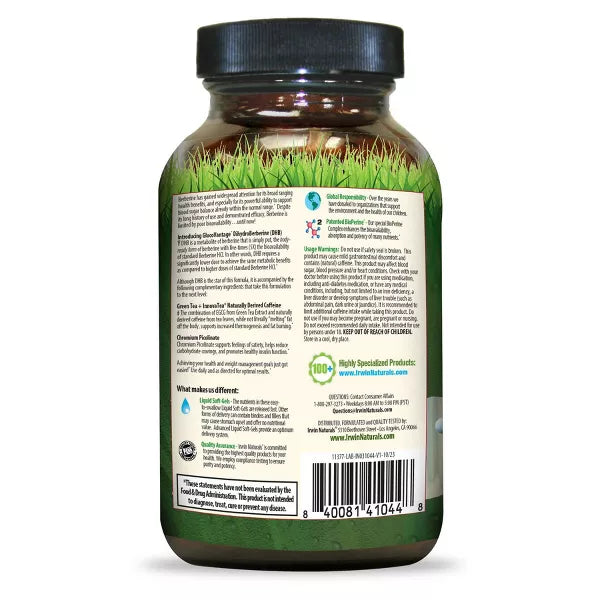 Irwin Naturals, Berberine-Body + Fat Burner , 56 Liquid Soft-Gels