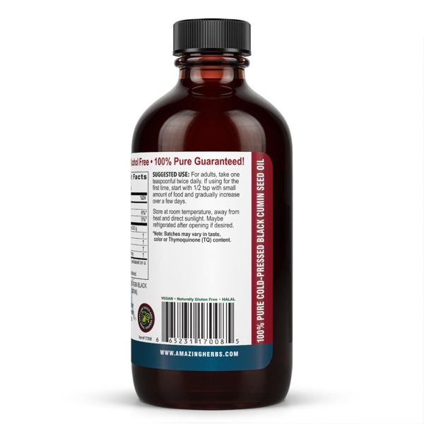 Amazing Herbs Egyptian Black Seed Oil - Gluten Free, Non GMO, Cold Pressed Nigella Sativa Aids in Digestive Health, Immune Support, Brain Function, Mild Flavor - 8 Fl Oz