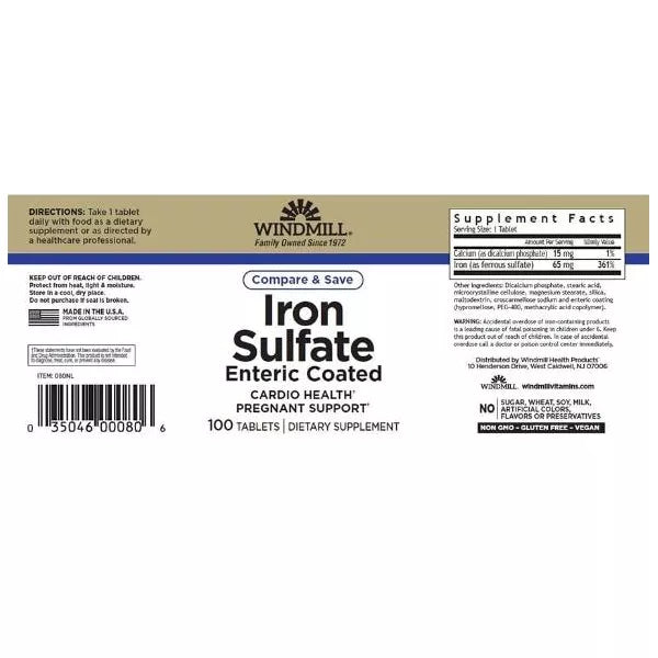 Fe Tabs Ferrous Sulfate Tablets 100 Tablets....Image may vary from the actual product.