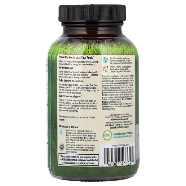 Irwin Naturals Turbo-Energy, Libido-Max RED™ With L-Citrulline & Guarana, 72 Liquid Soft-Gels