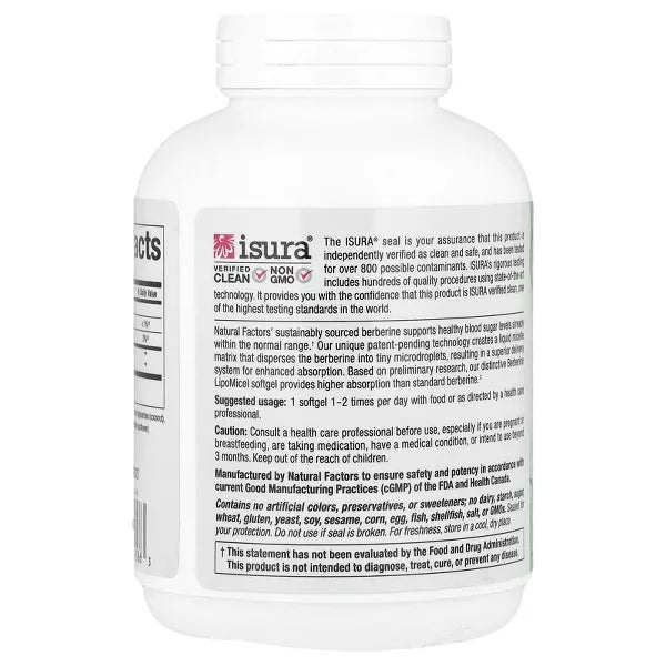 Natural Factors, Berberine LipoMicel Matrix, 90 Liquid Softgels