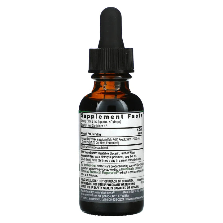 Nature’s Answer, Sarsaparilla Alcohol Free Extract, 1 Oz