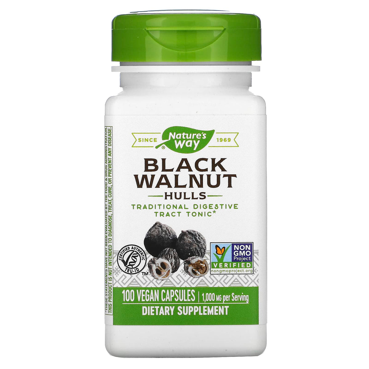 Nature&#39;s Way Black Walnut Hulls, Traditional Digestive Tract Tonic*, 900 mg per 2-Capsule Serving, Non-GMO Project Verified, Vegan, 100 Capsules