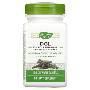 Nature's Way DGL Chewable Tablet - Digestive Support & Relief* - Deglycyrrhizinated Licorice Extract - Gluten, Soy & Dairy Free - 100 Chewables