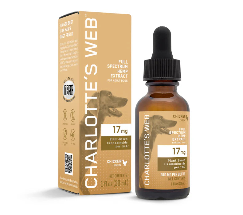 Charlotte&#39;s Webb Dog Hemp CBD Dog Supplement Drops Chicken 7MG 30ML
