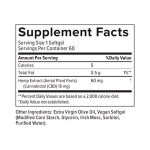 PlusCBD, Daily Balance 15mg CBD Softgels, Full Spectrum, 60ct, 900mg CBD