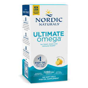 Nordic Naturals Ultimate Omega, Lemon Flavor - 120 Soft Gels - 1280 mg Omega-3 - High-Potency Fish Oil Supplement with EPA & DHA - Promotes Brain & Heart Health - Non-GMO - 60 Servings