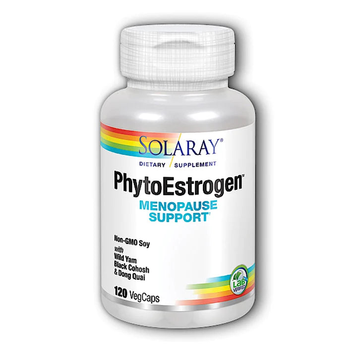 SOLARAY PhytoEstrogen Menopause Supplements - Wild Yam, Black Cohosh, and Dong Quai Estrogen Pills for Women&#39;s Health - Vegan, Lab Verified, 60-Day Guarantee (30 Servings, 120 VegCaps)